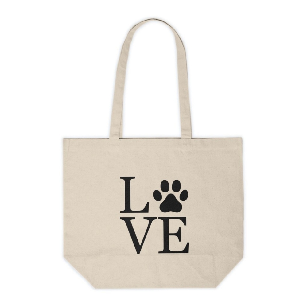 Love With Dog Paw Print Custom Canvas Tote Bag